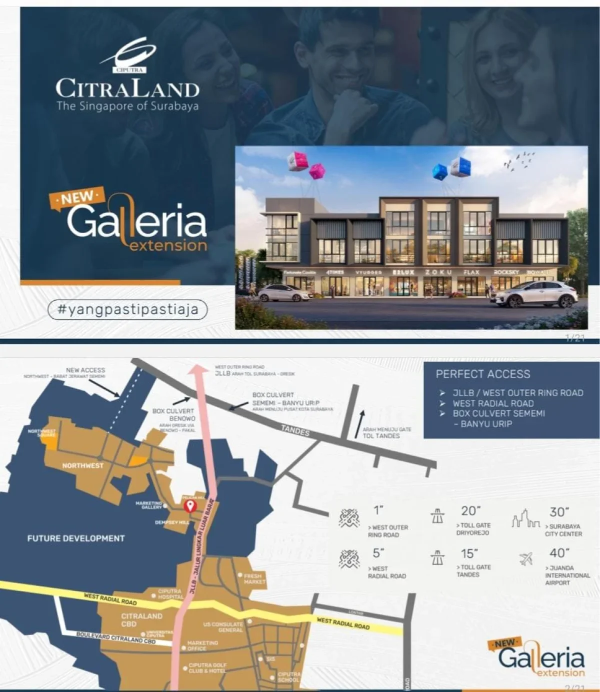 Ruko Citraland Galleria Surabaya Barat Pasar Modern - Jalur Luar Lingkar Barat 