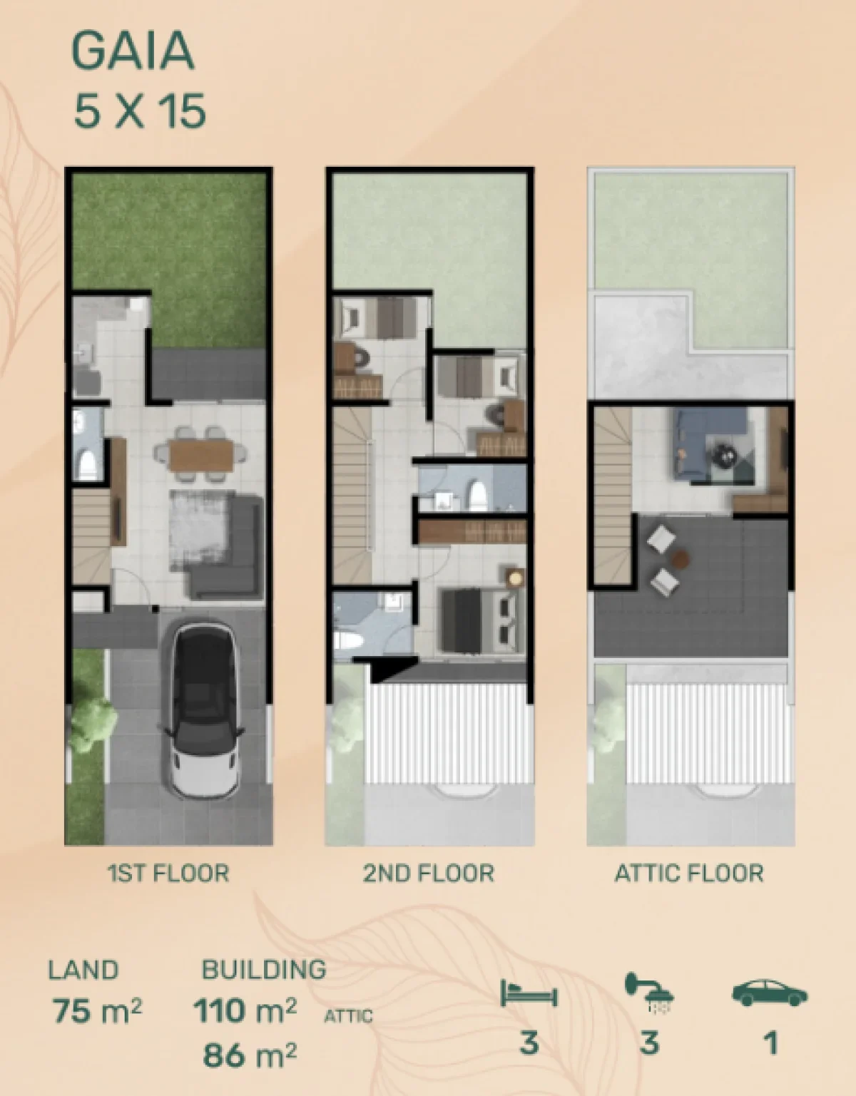 Gaia Attic Northwest Central Surabaya – Rumah Modern dengan Attic Eksklusif - Galeri 2