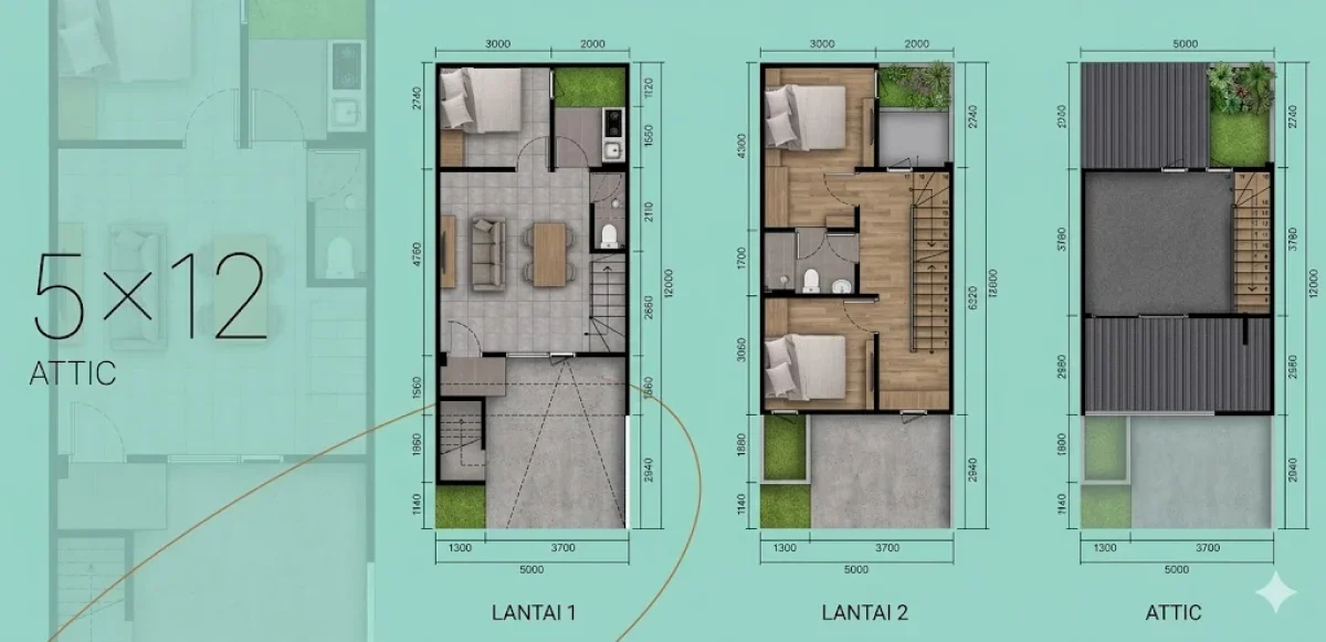 Premium Unit Grand Eastern LT 60 LB 113 + Attic – Hunian Unik & Lebih Luas - Eastern Spring Surabaya Timur - Galeri 2