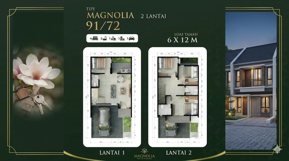 Hunian Modern - Tipe Magnolia LT 72 LB 91 di Taman Jivva Kemlaten Surabaya - Desain Modern & Ruang Optimal - Galeri 2