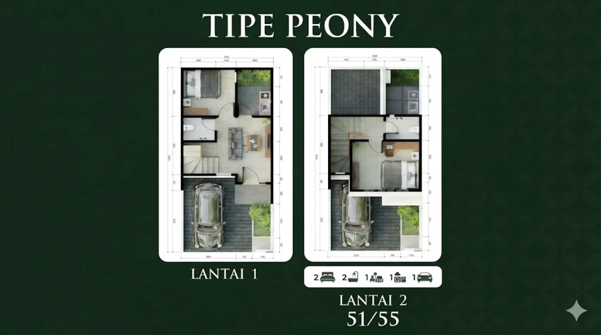 Hunian Modern Tipe Peony - LT 5X11 Taman Jivva Kemlaten Surabaya – Ruang Lebih Luas & Nyaman - Galeri 2