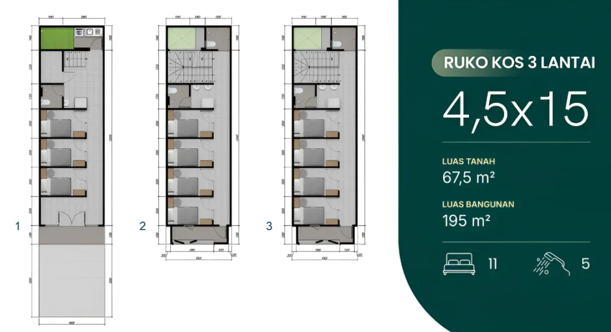 Ruko Kos 3 Lantai Park Stay Surabaya Timur – Lokasi Ramai & Menguntungkan  - Galeri 2