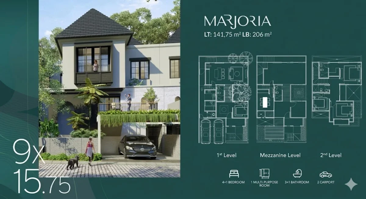 Unit Favorit! Rumah Idaman 2Lantai+Mezzanine - The Grand Kenjeran Tipe Marjoria Surabaya Timur - Galeri 2